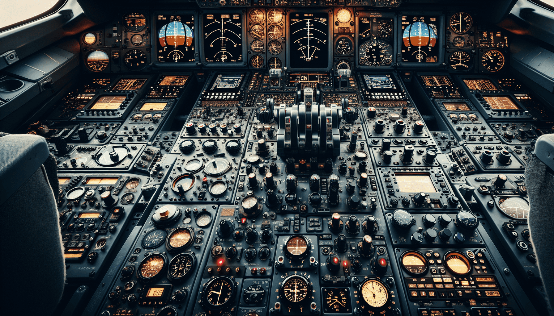 Aircraft dashboard close-up