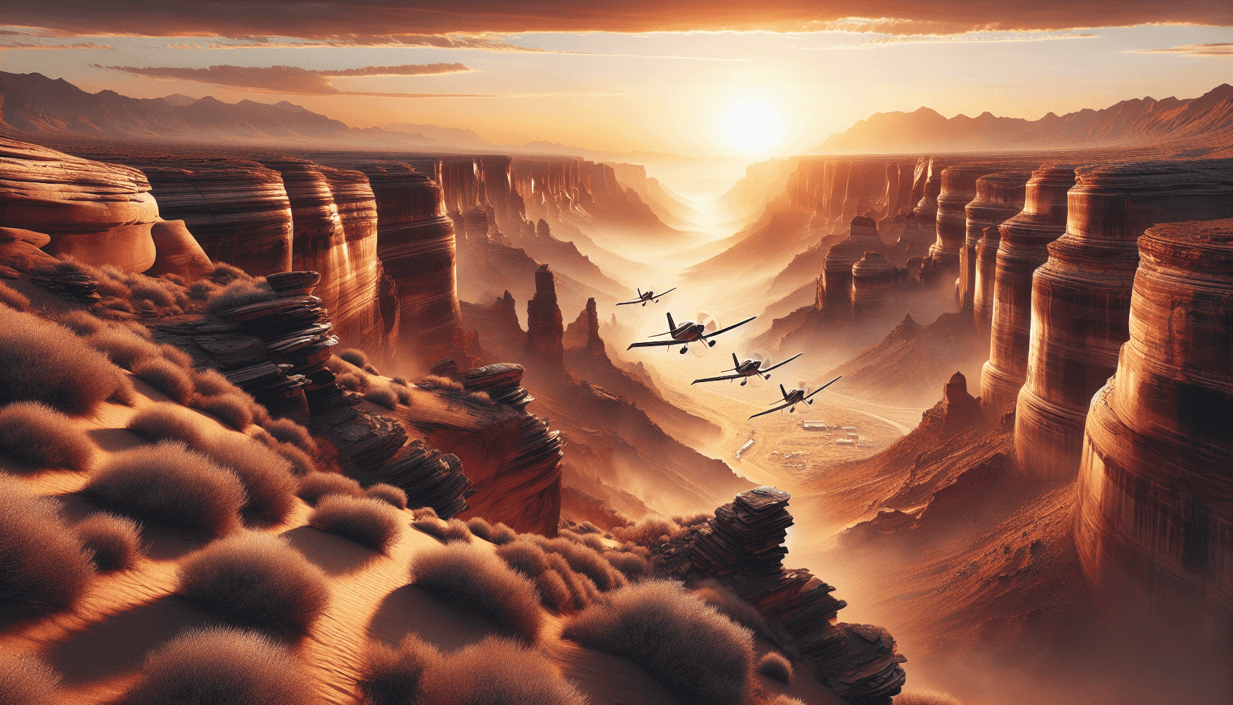 Planes in desert canyons